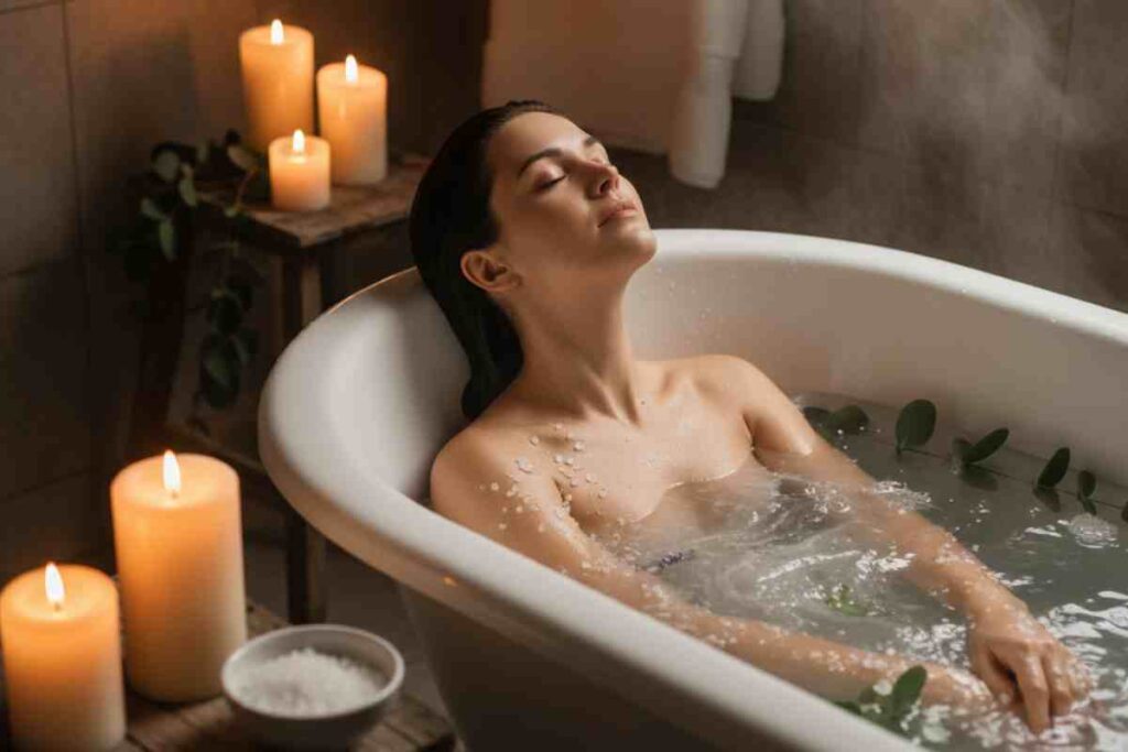 donna che si fa il bagno